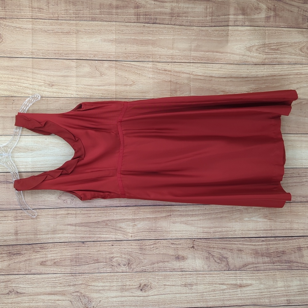Anthropologie Moulinette Soeurs Silk Red Ruffle Dress - Picture 7 of 7